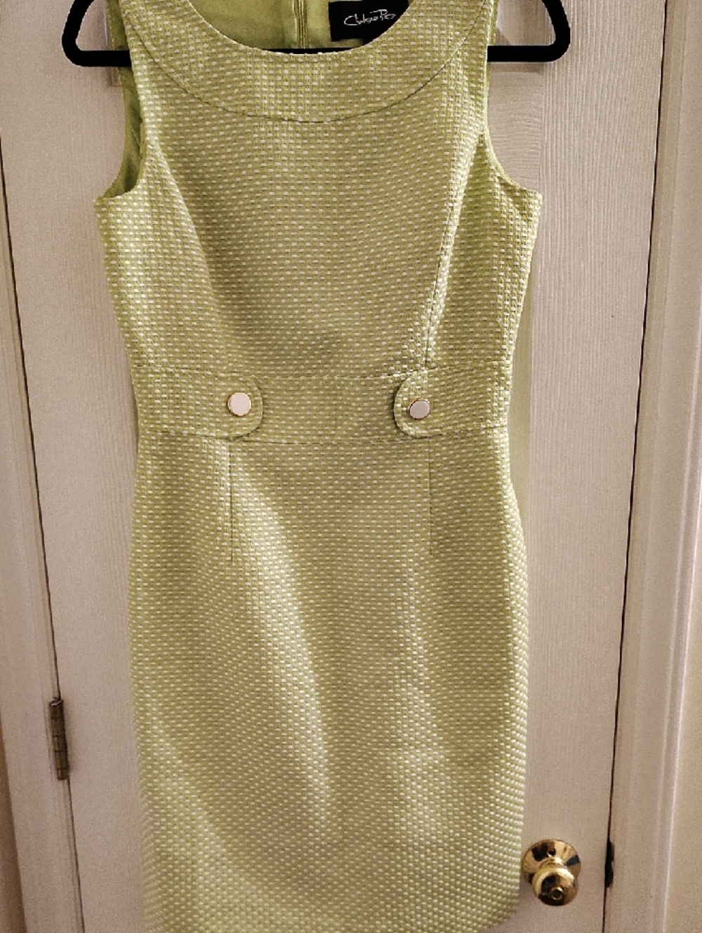 Chico's Lime Textured Sleeveless Midi Sheath Dress - Picture 9 of 11